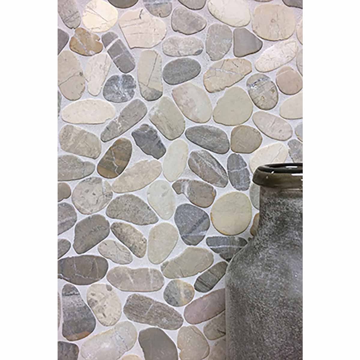Mesh mounted river rock mosaic tile for bathrooms Shadow