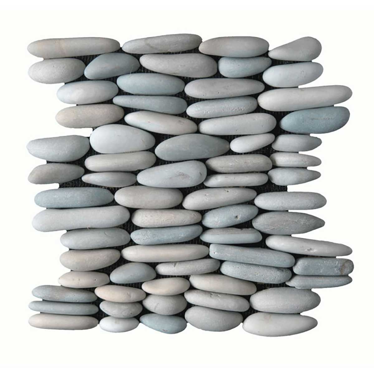 Green stacked pebble river rock mosaic tile