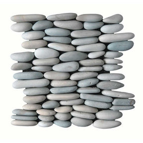 Green stacked pebble river rock mosaic tile