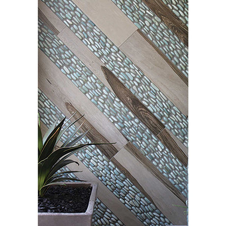 Mesh mounted river rock mosaic tile for bathrooms
