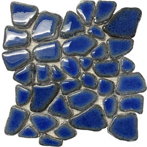 Royal Ocean Glazed Basalt Pebble Mosaic Tile