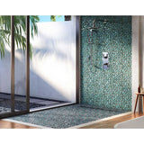 Teal and Lava Pebble Mosaic Tile for Shower Walls