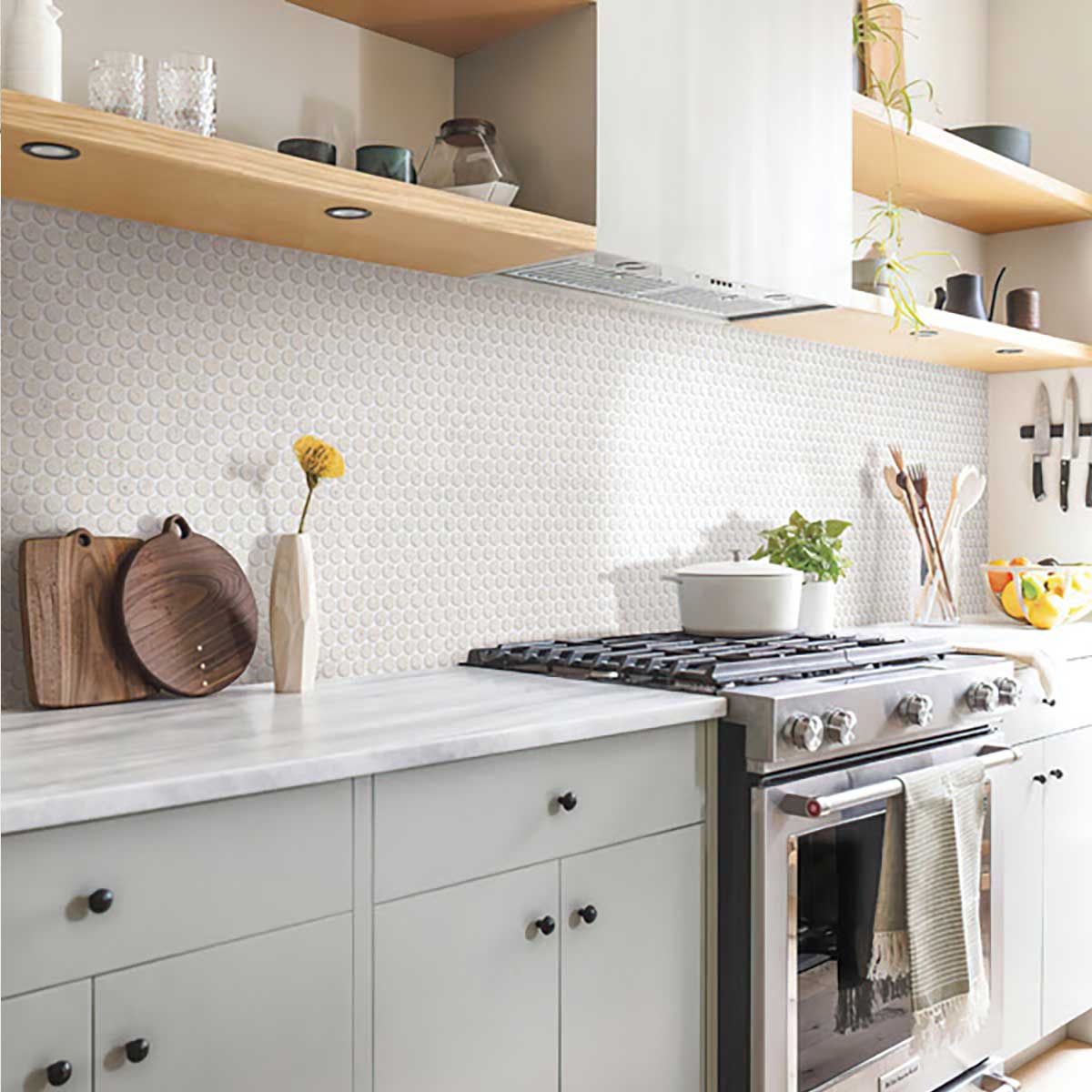 White Terrazzo Penny Round Mosaic Tile for Bathroom and Backsplash