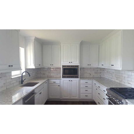 Parchment glazed ceramic subway tile for backsplash