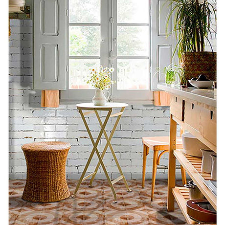 Glazed ceramic subway tile with aged parchment look