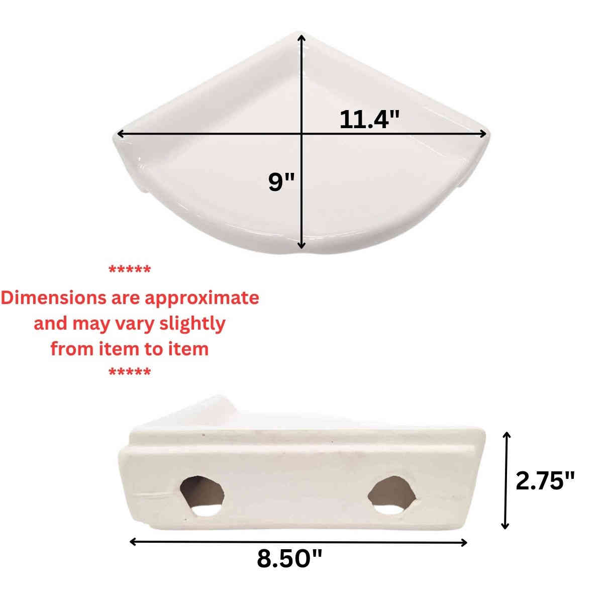 Porcelain Large Corner Shelf dimensions drawing