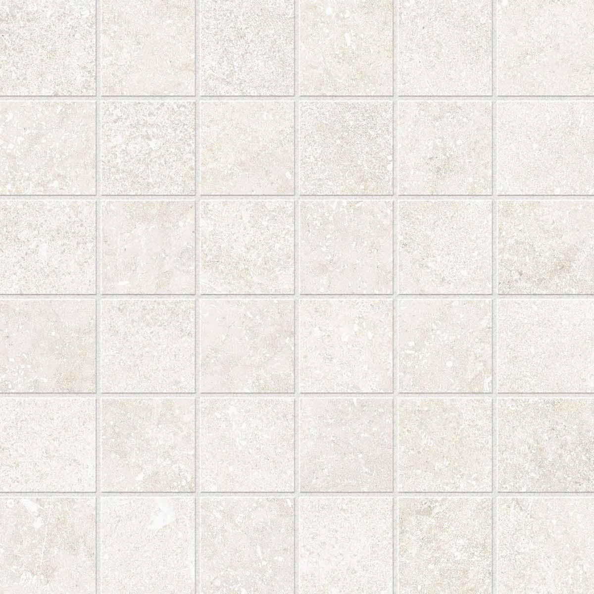 Mosaic Porcelain 2x2 Textured Finish - Warm White Matte 12x12 sheet