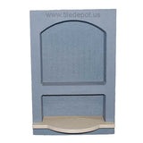 Front view of a preformed ready to tile wide combo arched shower niche with waterproof foam construction.