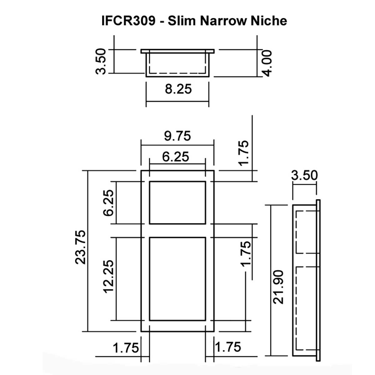 Vertical ready to tile shower niche for compact bathroom spaces Sketch