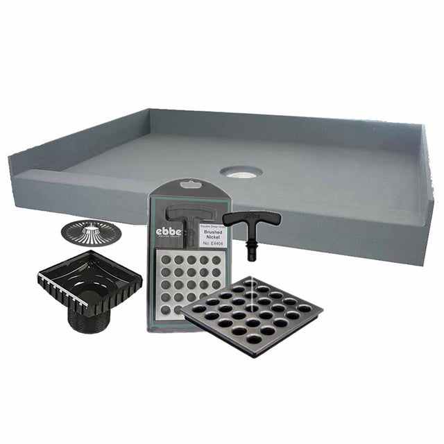 PreFormed Ready to Tile Shower Pan with Ebbe square shower drain