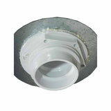 Bottom view of PVC rough drain of the preformed shower pan 