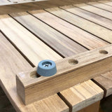 Handcrafted teak wood mat with marine grade hardware
