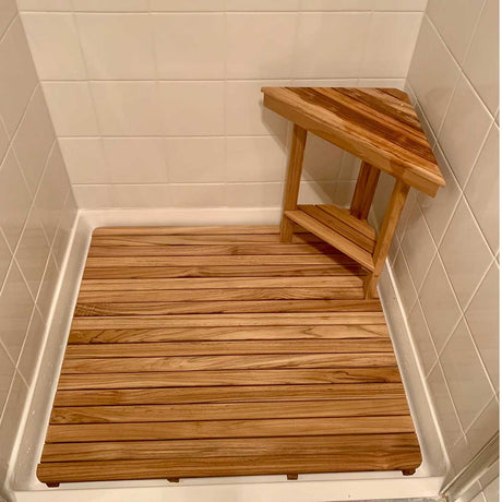 Made to order teak wood mat for walk in shower
