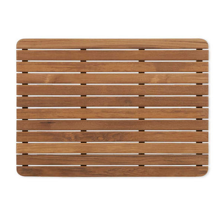 Premium teak wood mat with rounded corners