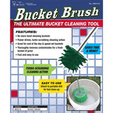 Advertisement for Bucket Brush cleaning tool with features and usage instructions.