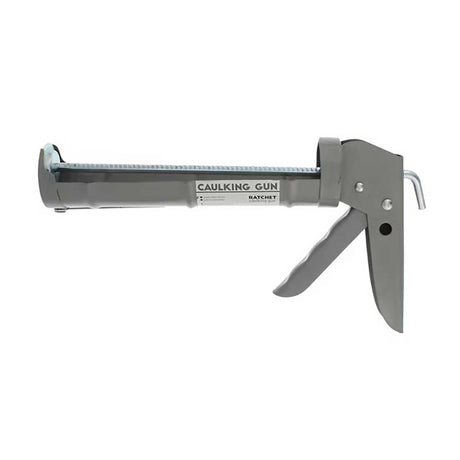 Heavy duty steel caulk gun with 7 to 1 thrust ratio