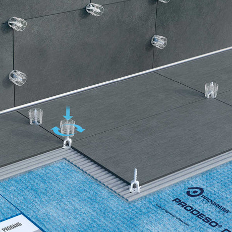 Proleveling tile leveling system creating smooth and level tile surfaces
