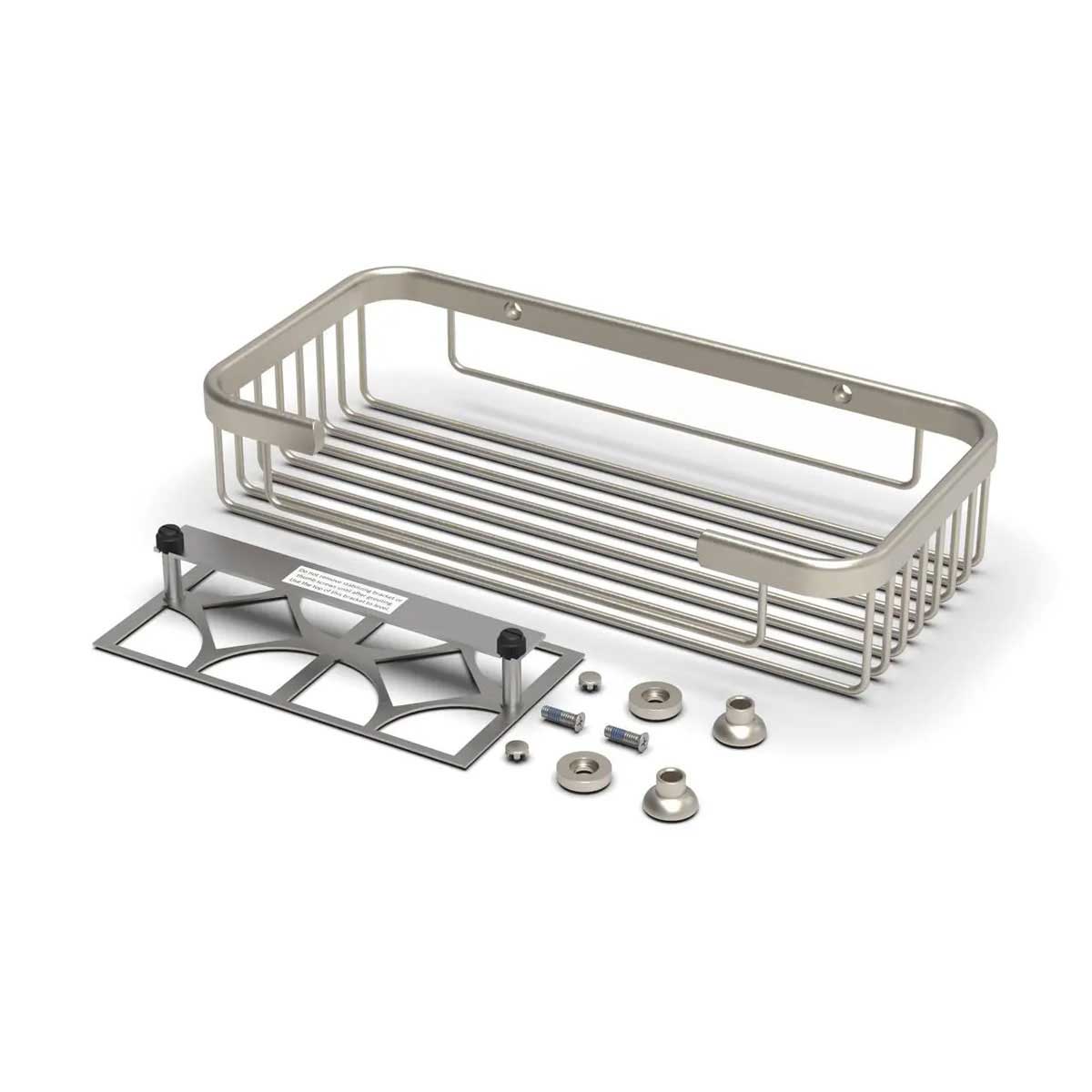 TileWare Promessa Rectangular Soap Basket Large Brushed Nickel