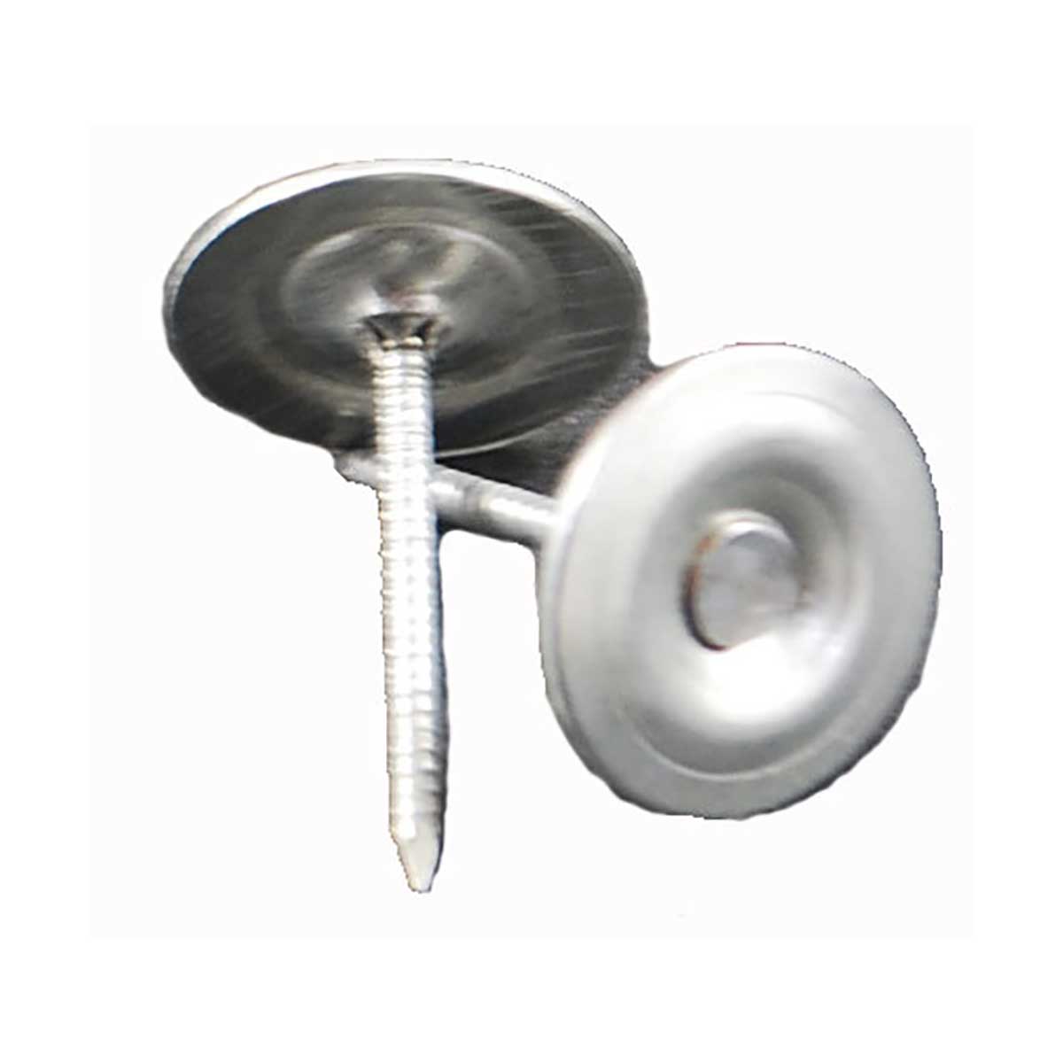Metal screw with a washer on a white background