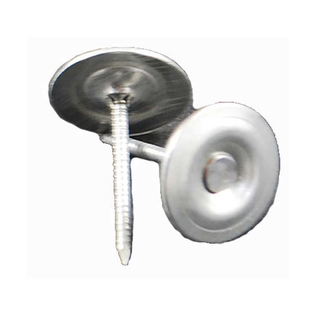 Metal screw with a washer on a white background