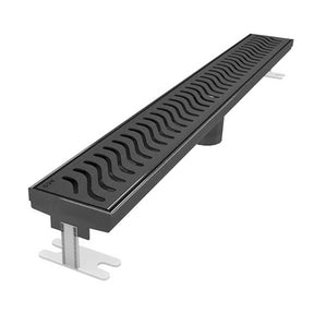 Quartz Linear Shower Drain Flag Grate Black Nickel