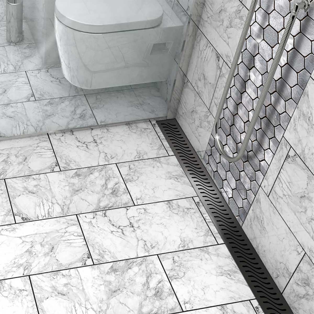 Quartz Black Nickel Flag Linear Shower Drain