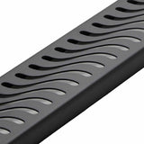 Contemporary matte black linear shower drain for tile shower installation