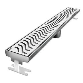 Quartz Linear Shower Drain Flag Grate Polished Chrome