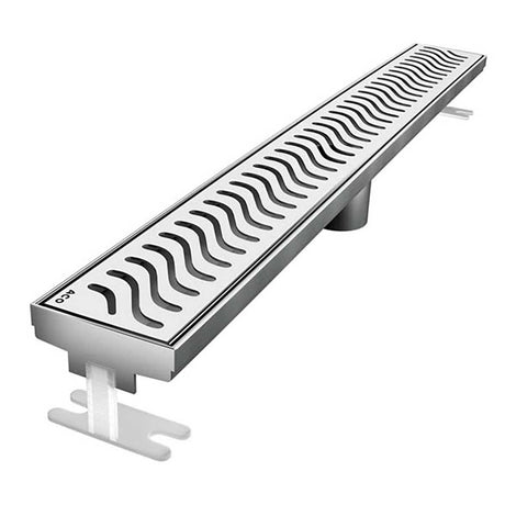 Quartz Linear Shower Drain Flag Grate Polished Chrome