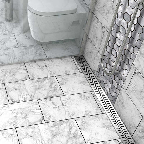 Flag Pattern Linear Shower Drain Polished Chrome