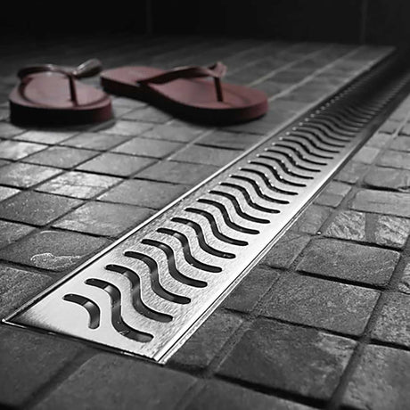 Quartz Brushed Stainless Flag Linear Shower Drain