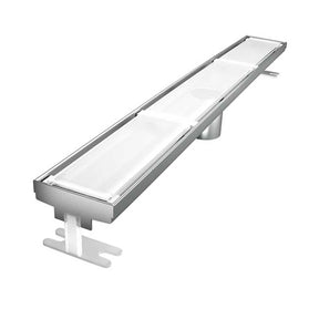 Quartz by ACO Glass Linear Shower Drain with White Tempered Glass Grate