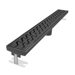 Quartz by ACO Hawaii linear shower drain with Black Nickel grate