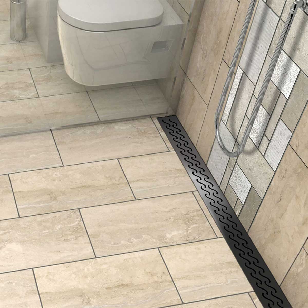 Black Nickel Hawaii decorative linear shower drain for modern bathroom