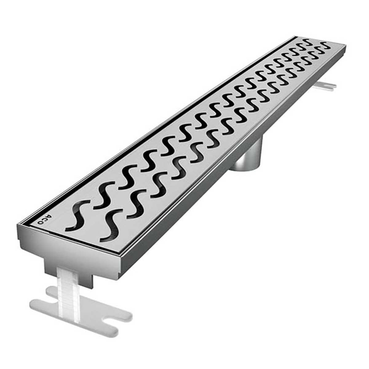 Quartz by ACO Hawaii linear shower drain with Brushed Stainless grate