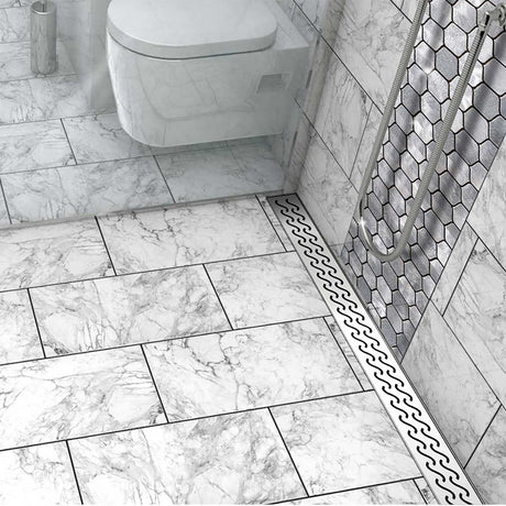 Stainless steel Hawaii pattern shower drain with curved slot grate