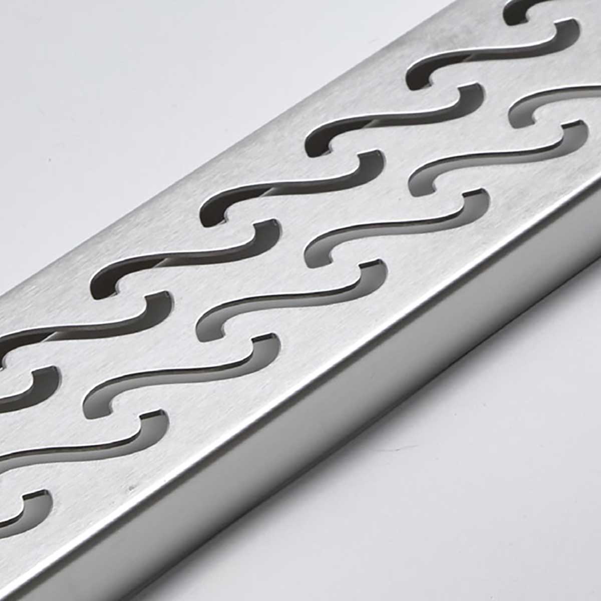 Decorative Brushed Stainless shower channel drain with curved slot design