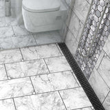 Matte black Hawaii linear shower drain for modern walk-in shower