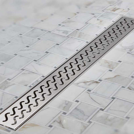 Hawaii pattern linear shower drain in polished chrome finish