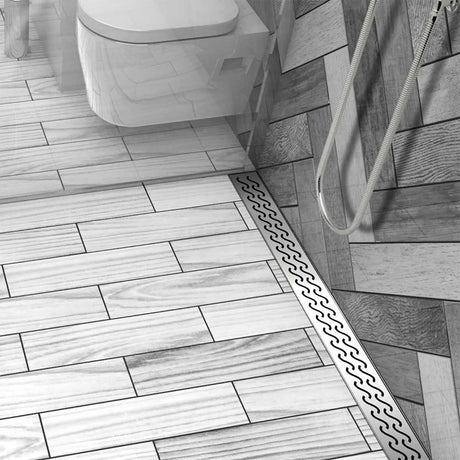Modern polished chrome shower channel drain