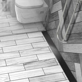 Black Nickel linear shower drain with foot-friendly wedge grate