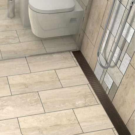 Quartz by ACO Oil-Rubbed Bronze linear drain for walk-in showers