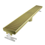 Quartz Linear Wedge shower drain with Satin Brass finish