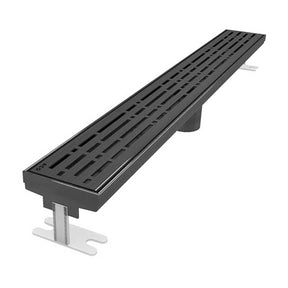 Quartz by ACO Mix Black Nickel linear shower drain with geometric slot grate design