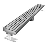 Quartz by ACO Mix Brushed Stainless linear shower drain with decorative geometric slot grate design
