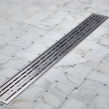 Decorative Quartz by ACO Mix Brushed Stainless shower drain grate for modern tile shower installations