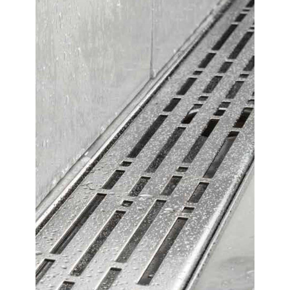Stainless steel Quartz by ACO linear shower drain channel with Brushed Stainless decorative grate