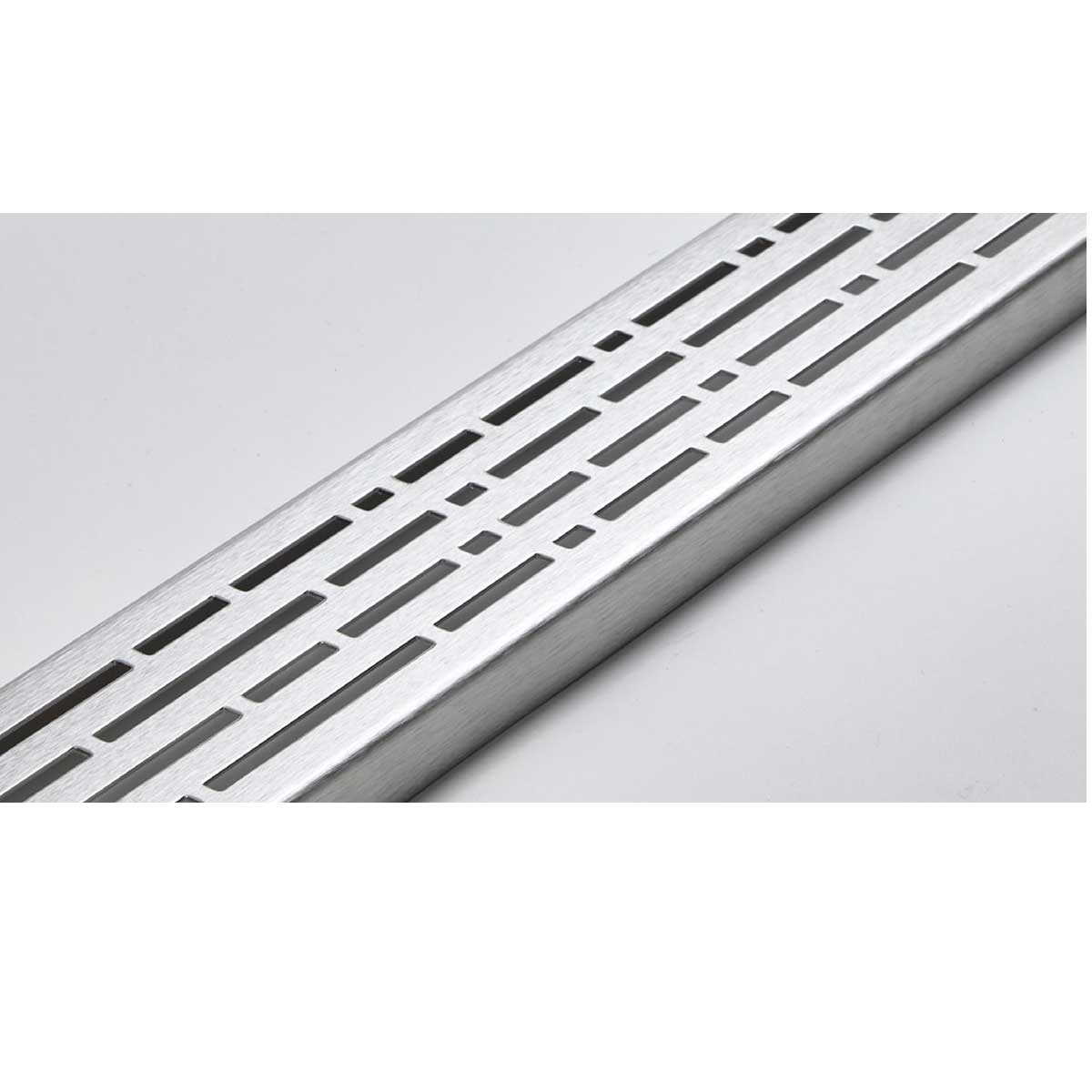 Complete Quartz by ACO Mix linear shower drain kit with Brushed Stainless finish and installation hardware