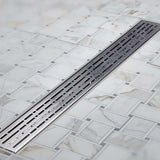 Decorative Quartz by ACO Mix Polished Chrome shower drain grate for modern tile shower installations