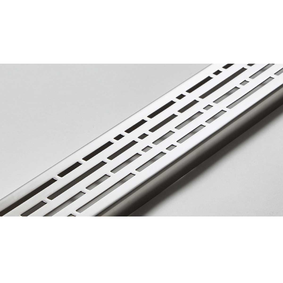 Stainless steel Quartz by ACO linear shower drain channel with Polished Chrome decorative grate